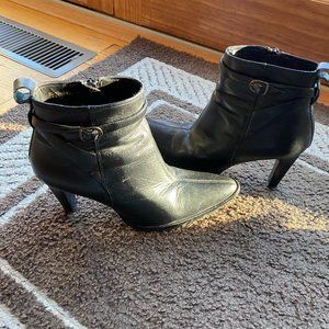 High Heel Black Leather Boots